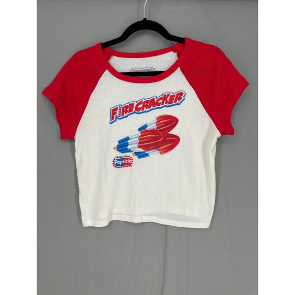 Firecracker Popsicle Shirt Womens XL Fourth of July Baby Tee Red White Blue - Picture 1 of 6